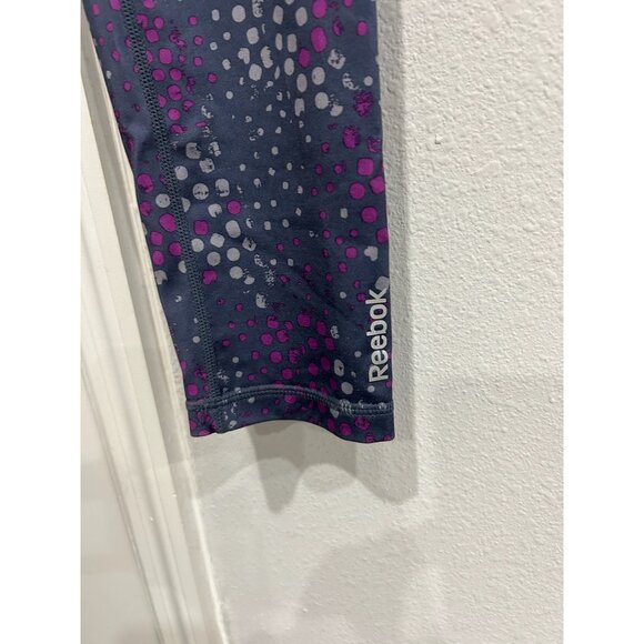 Reebok Gray Purple Printed Activewear Leggings Sz Medium - Picture 4 of 8